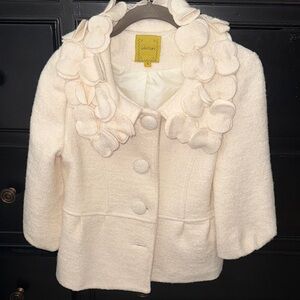 Lulumari Wool blend ivory Cream Petal Collar Coat